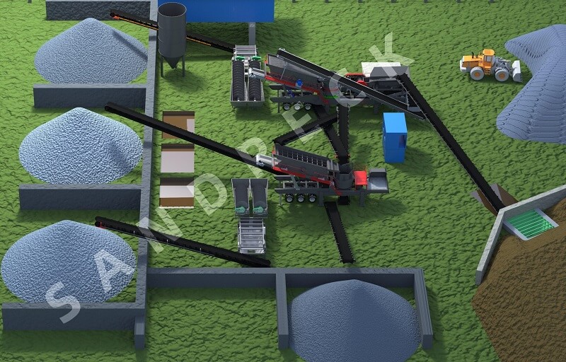 animation mobile d'une usine de concassage